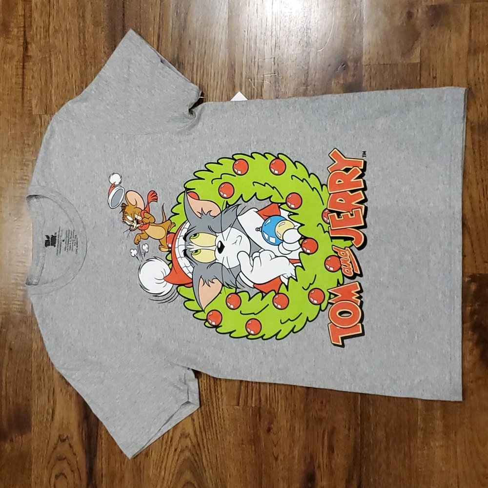 Womens Tom & Jerry gray graphic print tshirt size S